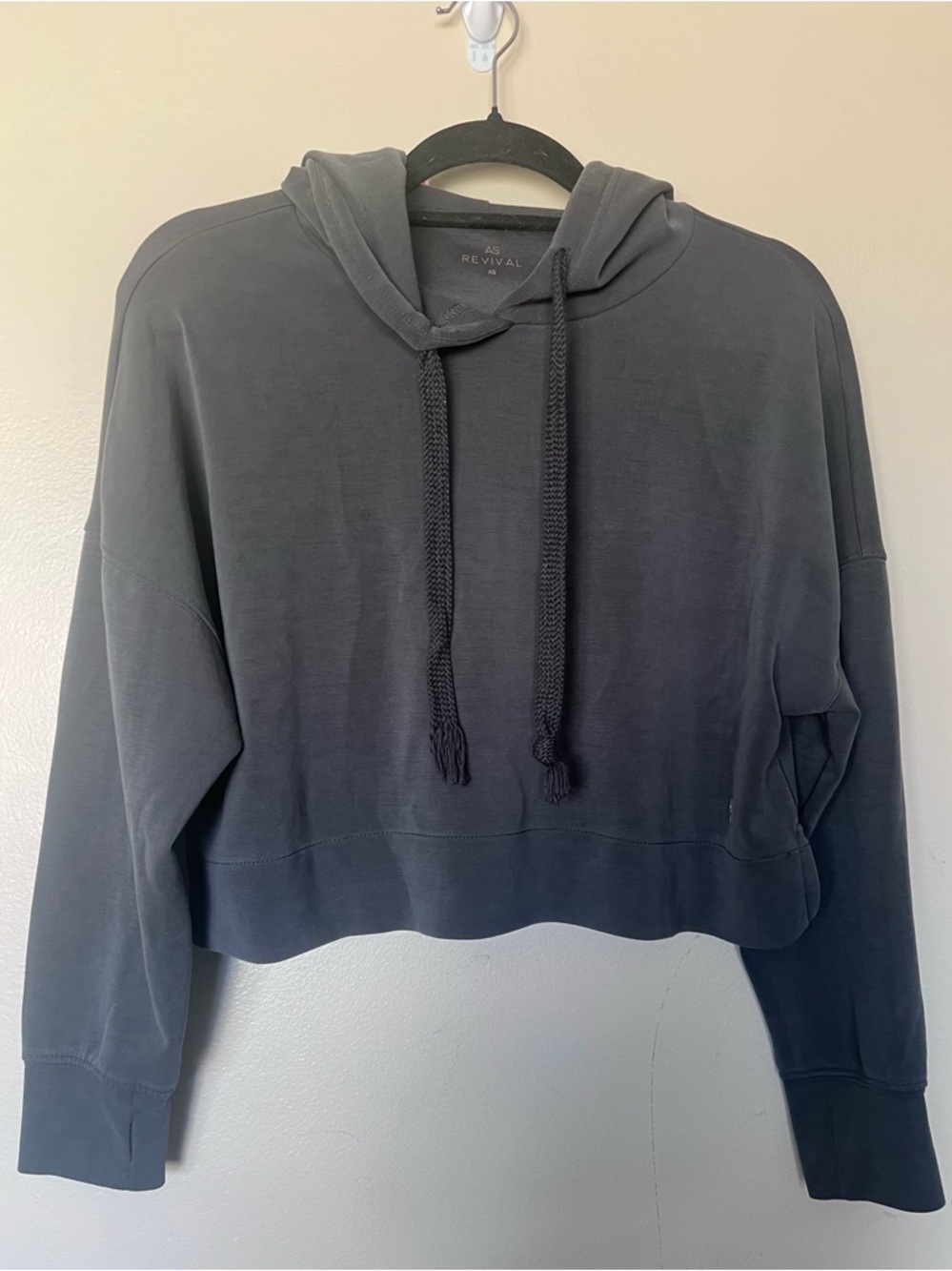 AS Revival Women's Cropped Hoodie - Charcoal Gray